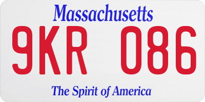 MA license plate 9KR086