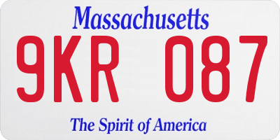 MA license plate 9KR087