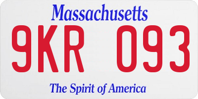 MA license plate 9KR093