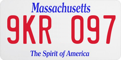 MA license plate 9KR097