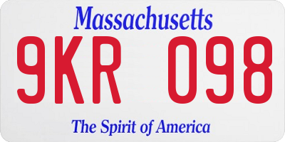 MA license plate 9KR098