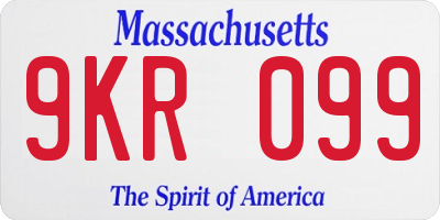 MA license plate 9KR099