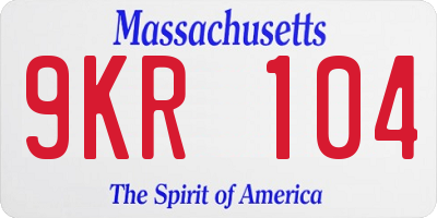 MA license plate 9KR104
