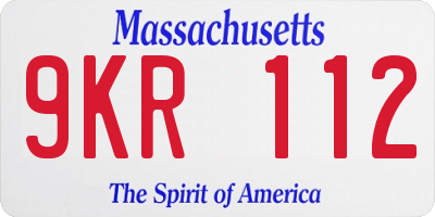 MA license plate 9KR112