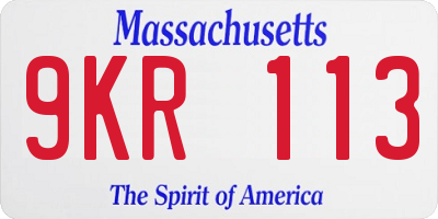 MA license plate 9KR113