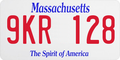 MA license plate 9KR128