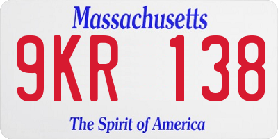 MA license plate 9KR138