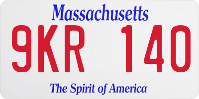 MA license plate 9KR140