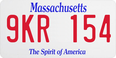 MA license plate 9KR154
