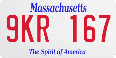 MA license plate 9KR167