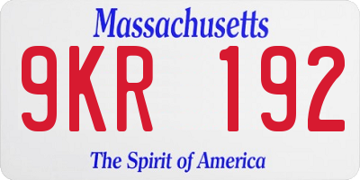 MA license plate 9KR192