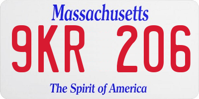 MA license plate 9KR206