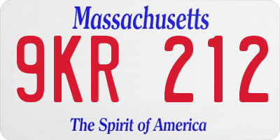 MA license plate 9KR212