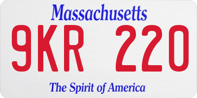 MA license plate 9KR220