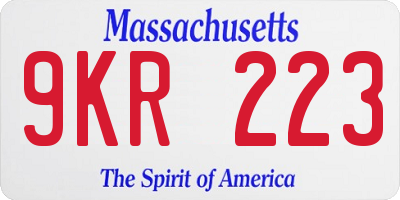 MA license plate 9KR223