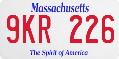MA license plate 9KR226