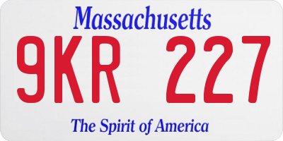 MA license plate 9KR227