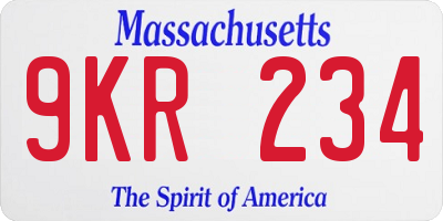 MA license plate 9KR234