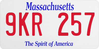 MA license plate 9KR257