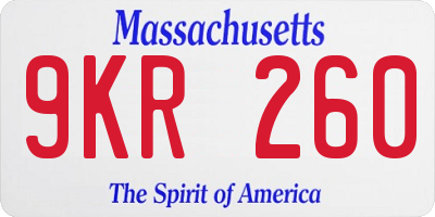 MA license plate 9KR260