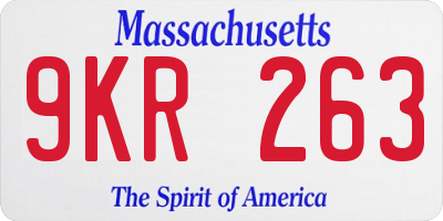MA license plate 9KR263