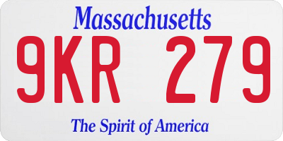 MA license plate 9KR279