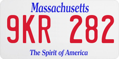 MA license plate 9KR282