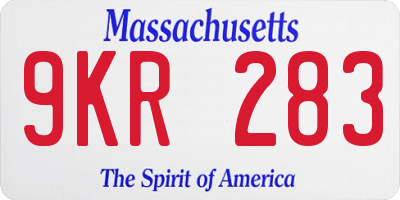 MA license plate 9KR283
