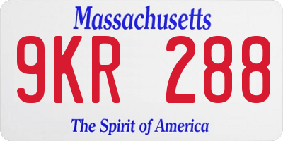 MA license plate 9KR288