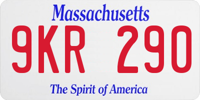 MA license plate 9KR290