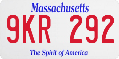 MA license plate 9KR292