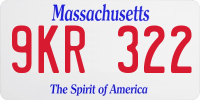 MA license plate 9KR322