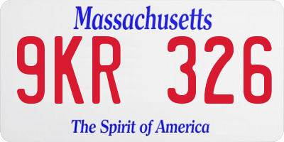 MA license plate 9KR326