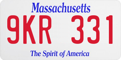 MA license plate 9KR331