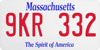 MA license plate 9KR332
