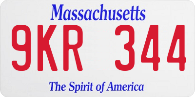 MA license plate 9KR344