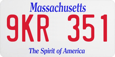 MA license plate 9KR351