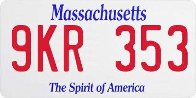 MA license plate 9KR353