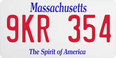 MA license plate 9KR354