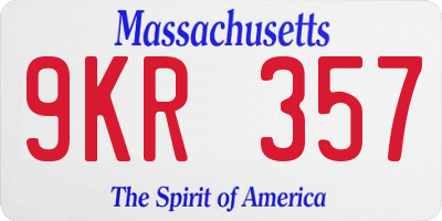 MA license plate 9KR357