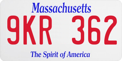 MA license plate 9KR362