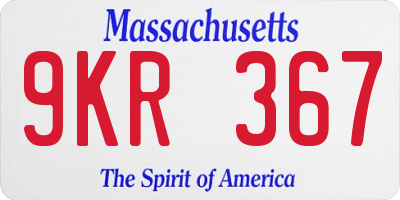 MA license plate 9KR367
