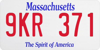 MA license plate 9KR371