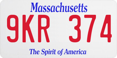 MA license plate 9KR374