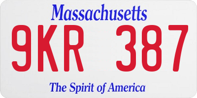 MA license plate 9KR387