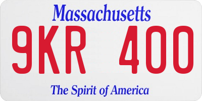 MA license plate 9KR400