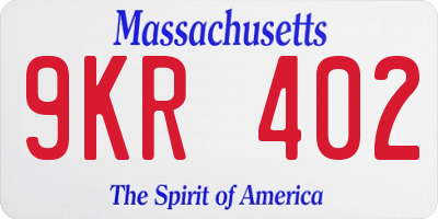 MA license plate 9KR402