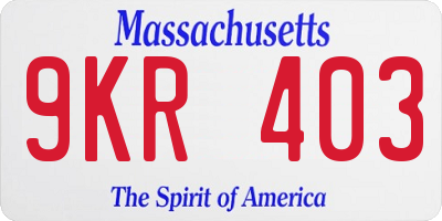 MA license plate 9KR403