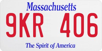 MA license plate 9KR406