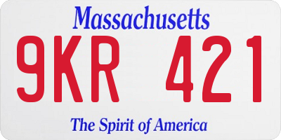 MA license plate 9KR421